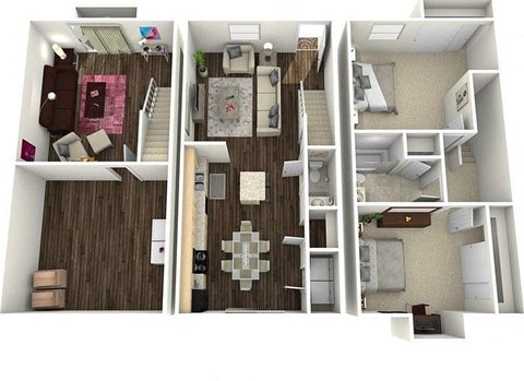 Floor plan for 2 beds, 1.5 baths, 1380 sqft